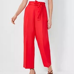 NWT Ann Taylor Tie Waist Straight Ankle Linen Blend Pants, Sz M.